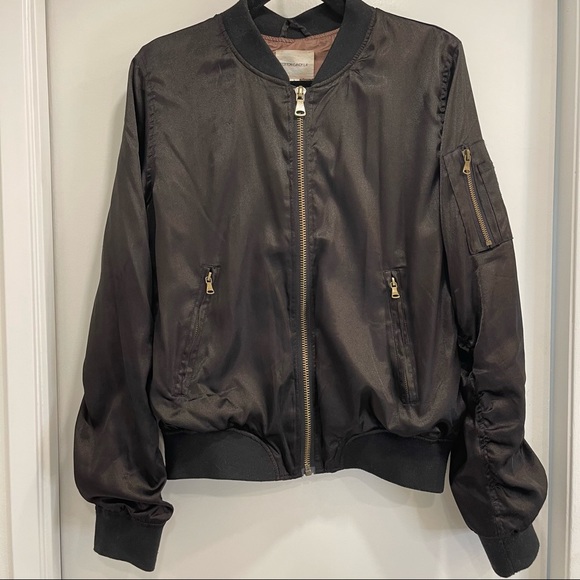 Cotton Candy Jackets & Blazers - Cotton Candy LA black satin bomber jacket. Shirred sleeves and back. Large